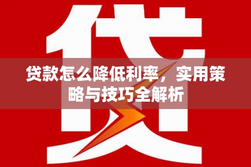 丰满贷款怎么降低利率，实用策略与技巧全解析