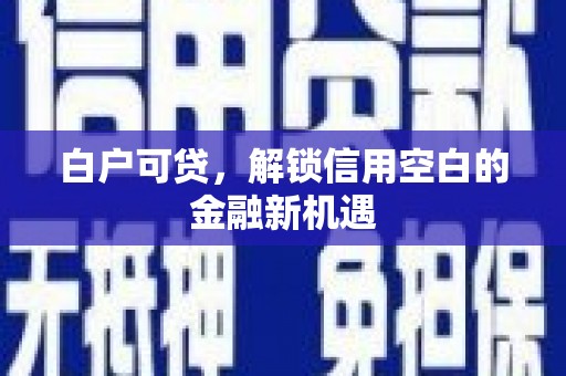 丰满白户可贷，解锁信用空白的金融新机遇