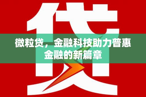 丰满微粒贷，金融科技助力普惠金融的新篇章