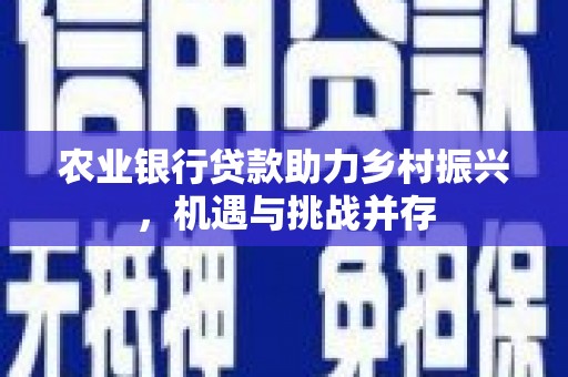 丰满农业银行贷款助力乡村振兴，机遇与挑战并存