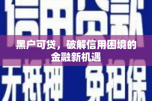 丰满黑户可贷，破解信用困境的金融新机遇